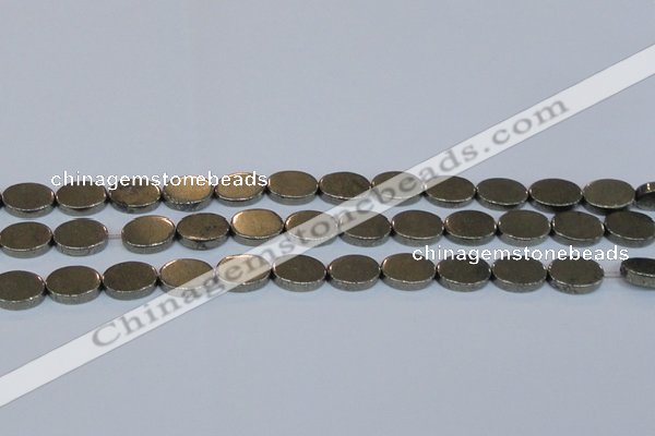 CPY642 15.5 inches 10*14mm oval pyrite gemstone beads wholesale