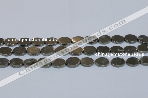 CPY643 15.5 inches 12*16mm oval pyrite gemstone beads wholesale