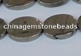 CPY645 15.5 inches 15*20mm oval pyrite gemstone beads wholesale