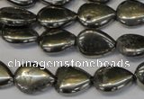 CPY65 15.5 inches 12*16mm flat teardrop pyrite gemstone beads wholesale