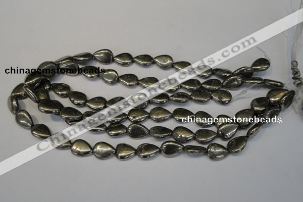 CPY65 15.5 inches 12*16mm flat teardrop pyrite gemstone beads wholesale