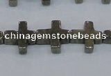 CPY663 15.5 inches 11*11mm cross pyrite gemstone beads wholesale