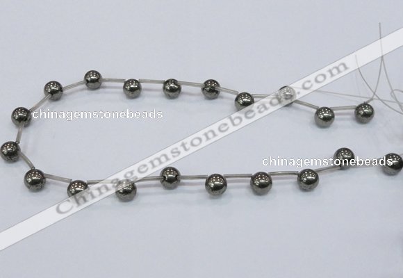 CPY665 Top drilled 10mm round pyrite gemstone beads wholesale