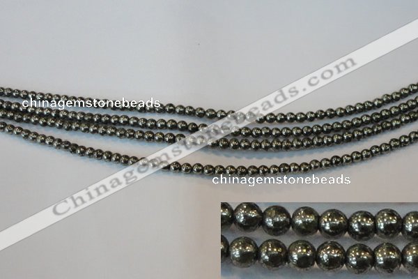 CPY71 15.5 inches 3mm round pyrite gemstone beads wholesale