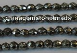 CPY73 15.5 inches 3mm faceted round pyrite gemstone beads wholesale