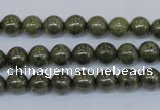 CPY750 15.5 inches 4mm round pyrite gemstone beads wholesale