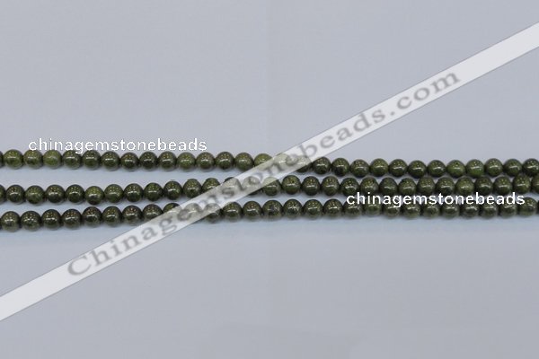 CPY750 15.5 inches 4mm round pyrite gemstone beads wholesale