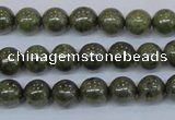 CPY751 15.5 inches 6mm round pyrite gemstone beads wholesale