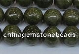 CPY755 15.5 inches 14mm round pyrite gemstone beads wholesale