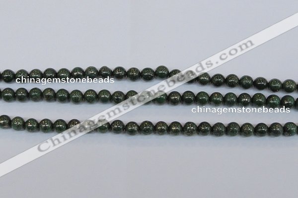 CPY762 15.5 inches 8mm round pyrite gemstone beads wholesale