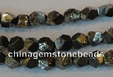 CPY77 15.5 inches 7-8mm faceted nuggets pyrite gemstone beads