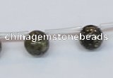CPY782 Top drilled 10mm round pyrite gemstone beads wholesale