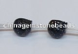 CPY788 Top drilled 10mm carved skull pyrite gemstone beads