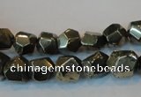 CPY79 15.5 inches 9-10mm faceted nuggets pyrite gemstone beads