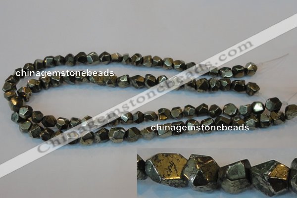 CPY79 15.5 inches 9-10mm faceted nuggets pyrite gemstone beads