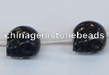 CPY791 Top drilled 16mm carved skull pyrite gemstone beads