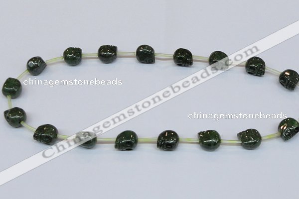 CPY793 Top drilled 8mm carved skull pyrite gemstone beads