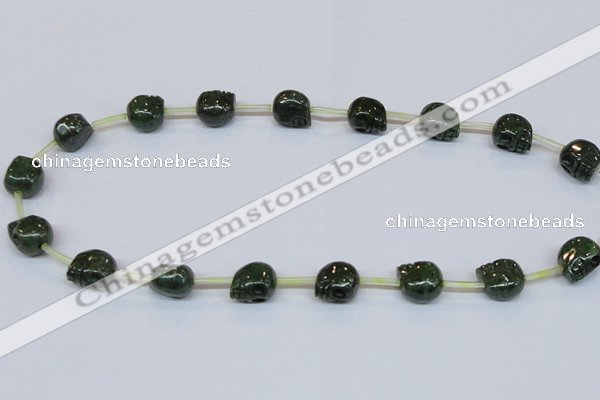 CPY794 Top drilled 10mm carved skull pyrite gemstone beads