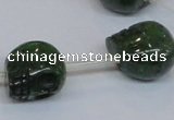 CPY796 Top drilled 14mm carved skull pyrite gemstone beads