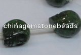 CPY797 Top drilled 16mm carved skull pyrite gemstone beads