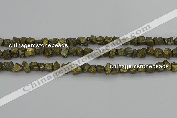 CPY802 15.5 inches 6*10mm - 8*12mm nuggets plated pyrite beads