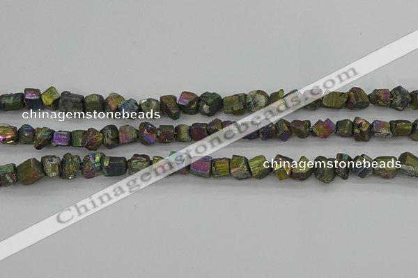 CPY803 15.5 inches 6*10mm - 8*12mm nuggets plated pyrite beads