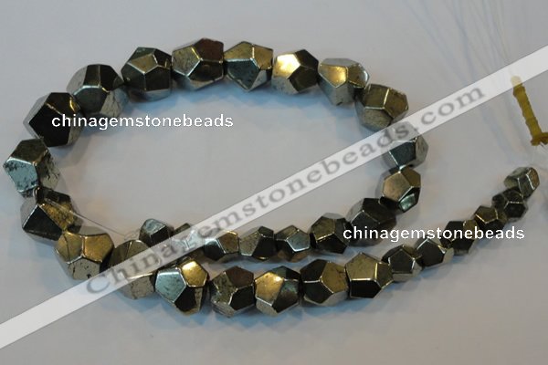 CPY81 15.5 inches 8mm - 16mm faceted nuggets pyrite gemstone beads