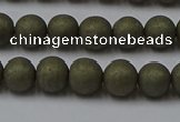 CPY813 15.5 inches 4mm round matte pyrite beads wholesale