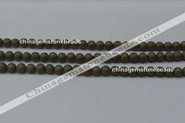 CPY813 15.5 inches 4mm round matte pyrite beads wholesale