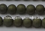 CPY814 15.5 inches 6mm round matte pyrite beads wholesale