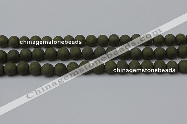 CPY815 15.5 inches 8mm round matte pyrite beads wholesale