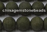 CPY817 15.5 inches 12mm round matte pyrite beads wholesale