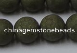 CPY819 15.5 inches 16mm round matte pyrite beads wholesale