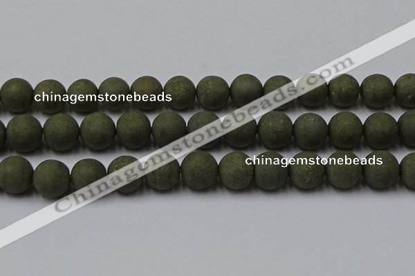 CPY819 15.5 inches 16mm round matte pyrite beads wholesale