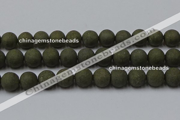 CPY821 15.5 inches 20mm round matte pyrite beads wholesale