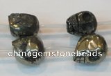 CPY87 15.5 inches 14mm carved skull pyrite gemstone beads wholesale