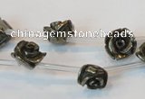 CPY91 15.5 inches 10mm carved rose pyrite gemstone beads wholesale