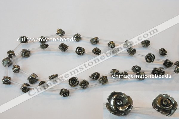 CPY91 15.5 inches 10mm carved rose pyrite gemstone beads wholesale