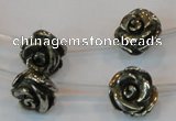 CPY93 15.5 inches 14mm carved rose pyrite gemstone beads wholesale