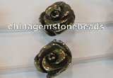 CPY95 15.5 inches 18mm carved rose pyrite gemstone beads wholesale