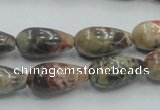 CRA06 15.5 inches 10*20mm teardrop natural rainforest agate beads