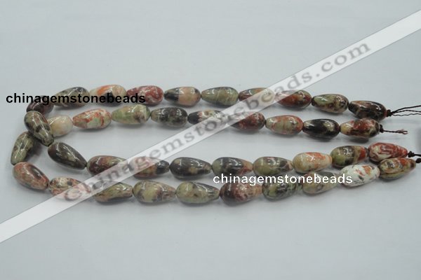 CRA06 15.5 inches 10*20mm teardrop natural rainforest agate beads