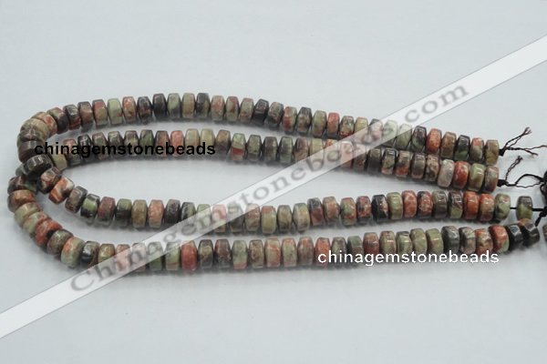 CRA07 15.5 inches 6*10mm rondelle natural rainforest agate beads