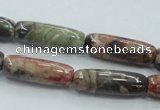 CRA08 15.5 inches 9*25mm cylinder natural rainforest agate beads