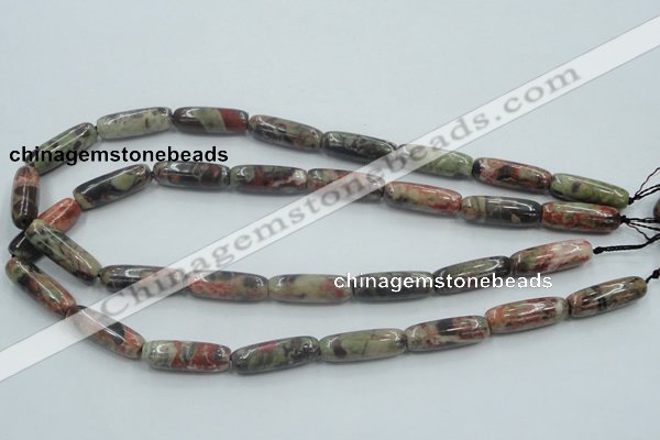 CRA08 15.5 inches 9*25mm cylinder natural rainforest agate beads