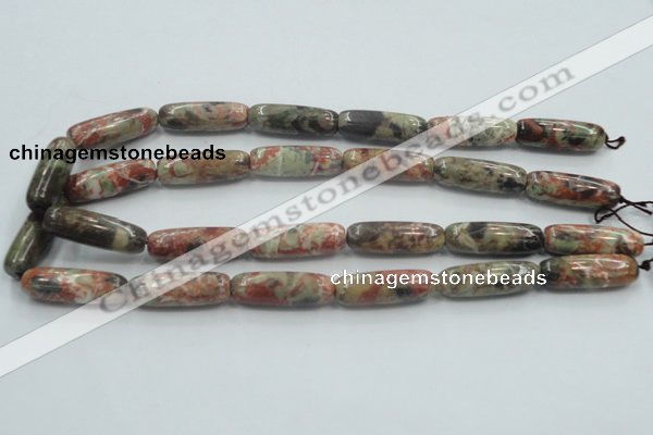 CRA09 15.5 inches 10*30mm cylinder natural rainforest agate beads