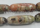 CRA10 15.5 inches 13*40mm cylinder natural rainforest agate beads