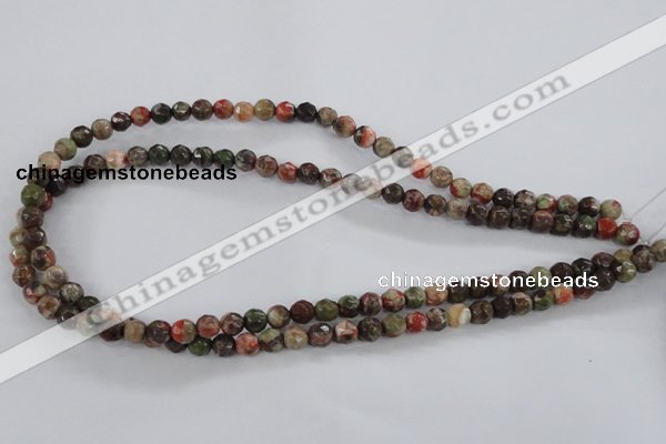 CRA100 15.5 inches 6mm faceted round rainforest agate gemstone beads