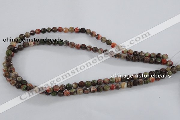 CRA101 15.5 inches 8mm faceted round rainforest agate gemstone beads