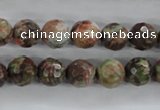 CRA102 15.5 inches 10mm faceted round rainforest agate gemstone beads